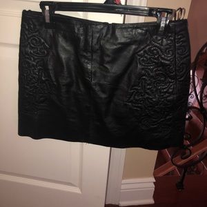 A faux leather mini skirt